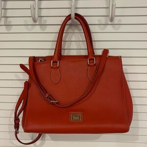 Dooney and Burke orange red crossbody hand bag